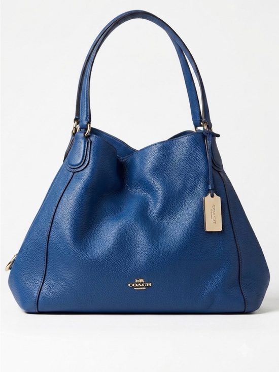 Coach Handbags - COACH Edie 31 Cobalt Blue Pebbled Leather Shoulder Bag